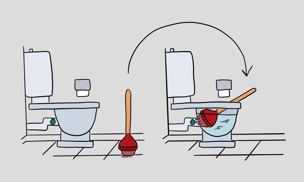 How To Unblock A Toilet With A Plunger Illustration